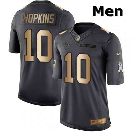 Men Nike Houston Texans 10 DeAndre Hopkins Limited BlackGold Salute to Service NFL Jersey